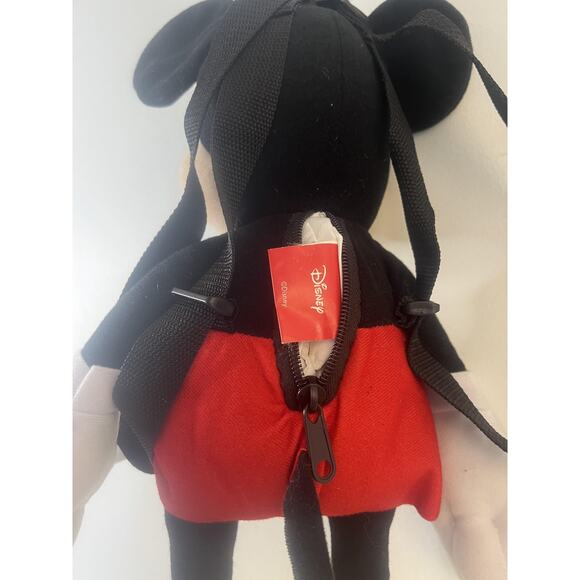 Disney Mickey Mouse Plush Mini Backpack Bag Kids Toddler Black Red Zipper Straps - Picture 6 of 7